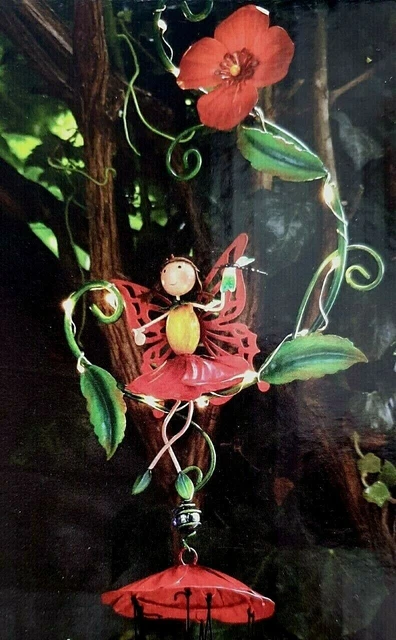 PRETTY POPPY FAIRY Light Up Windchime Leaf Flower Swing White LEDs