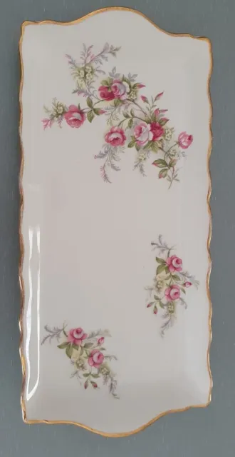 James Kent Old Foley Pink Roses Rectangular Cake Plate