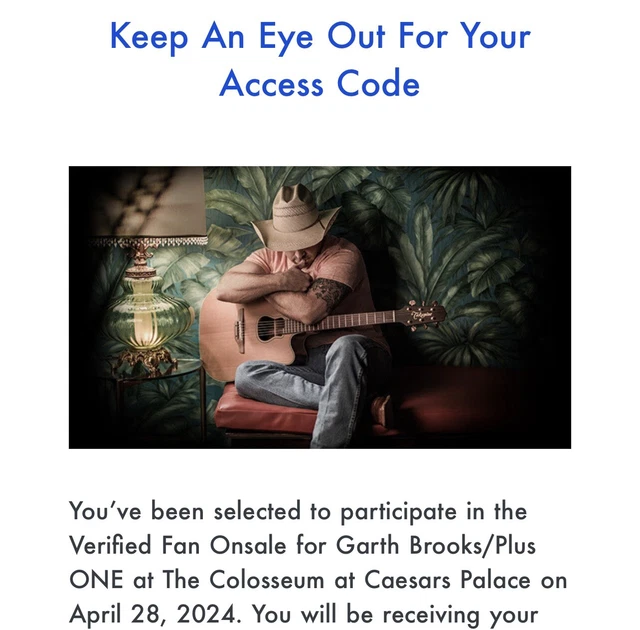 CITI PRESALE Garth Brooks/Plus ONE at The Colosseum at Caesars Palace 7