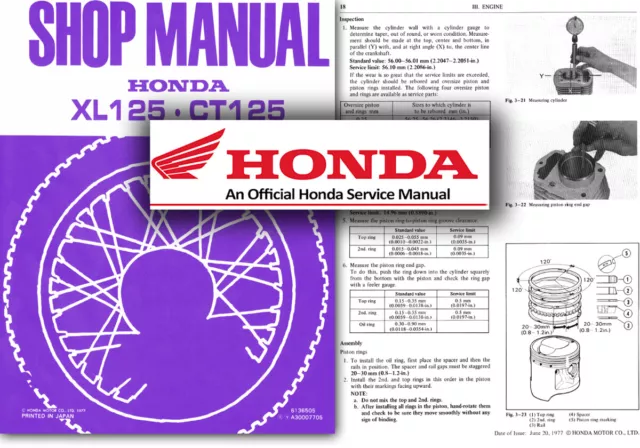 Honda XL125 CT125 Service Workshop Repair Shop Manual XL CT 125 FACTORY