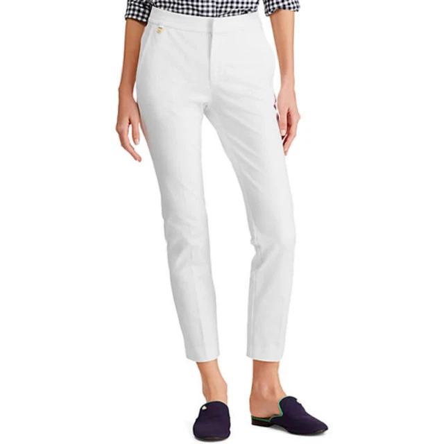 Lauren Ralph Lauren Cotton Twill Skinny Crop Pants White Size 12