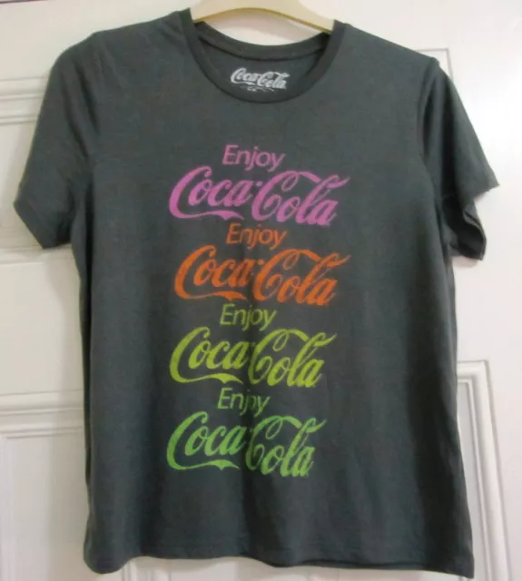 Ladies Grey Coca Cola Official Licensed Product Short Active T Shirt Top Size S