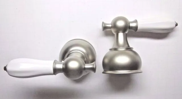 Delta H612NN Roman Tub Faucet Handles White Porcelain Lever Matte Nickel 2 Large 3