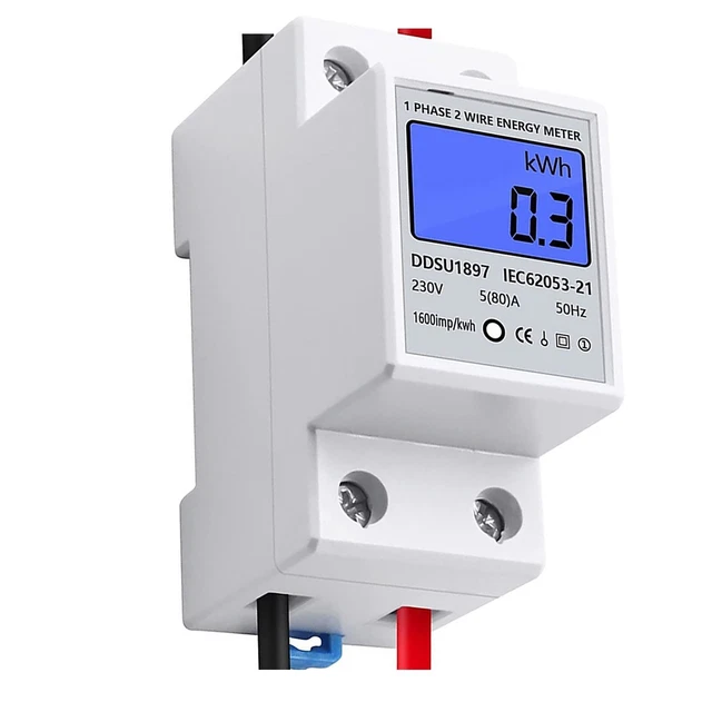 0-80A 230V LCD Backlight Digital Display 1Phase DIN Rail Electronic Energy Meter