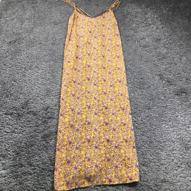 Gap Womens Maxi Dress Size S Yellow Floral V-Neck Straps Sleeveless