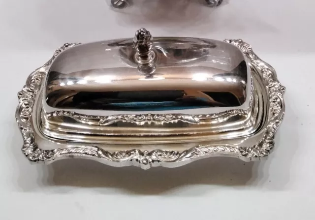 Poole Vintage Butter  Dish Covered With Glass Insert Silver Plate  English 5011