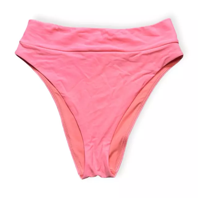 Aerie Women's Pink High Waisted High Cut Cheeky Swim Bikini Bottom Large
