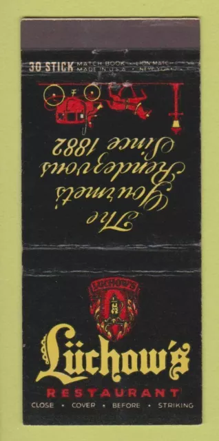 Matchbook Cover - Luchow's Restaurant New York City 30 Stick