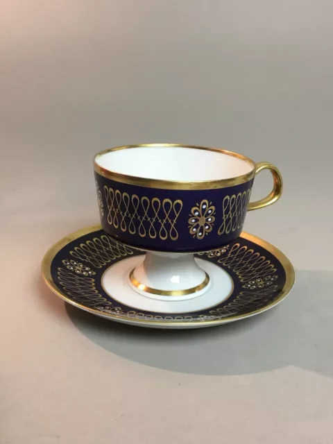 3 Piece Set LICHTE FINE CHINA Echt Kobalt Pattern- (22 K) Gold Trim - Germany 3