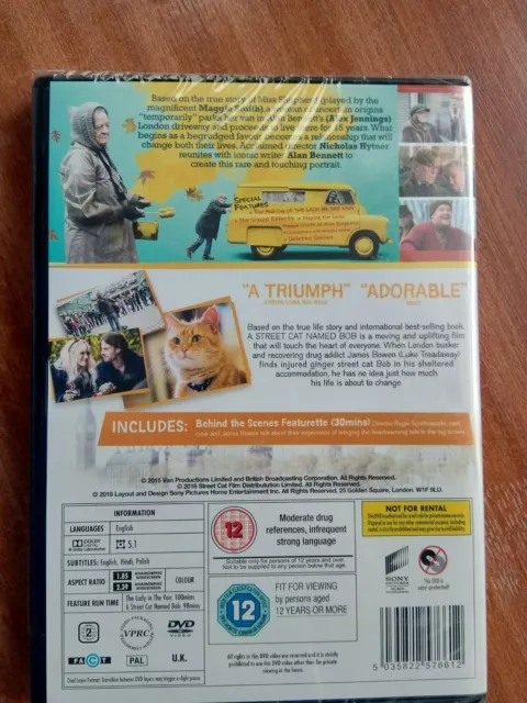 The Lady in the Van/A Street Cat Named Bob DVD (2018) Maggie Smith, Hytner 2