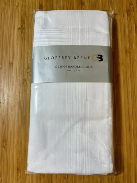 Geoffrey Beene 13 Men’s Handkerchiefs 100% Cotton New In Package