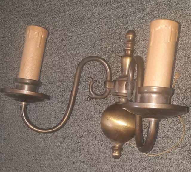 1 Paar alte Wandlampen Messing Wandleuchte, Vintage-Lampe mit Zugschalter