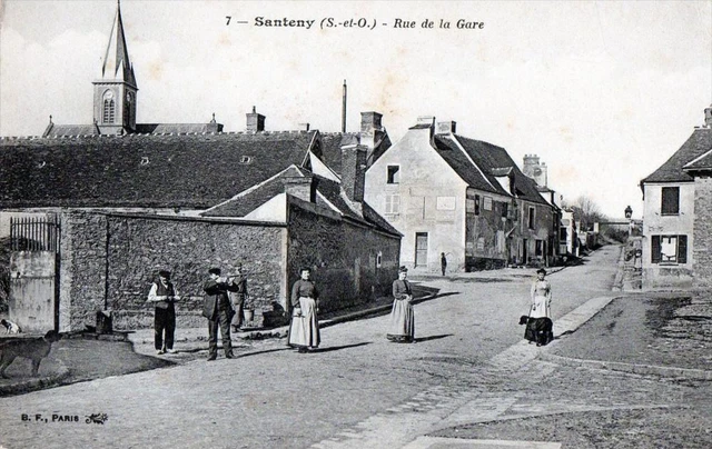 Cpa 94 Santeny Rue De La Gare (Cpa Animee