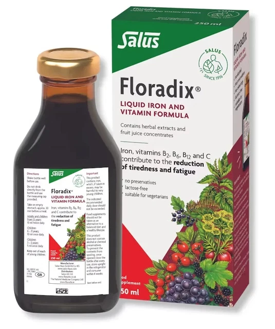 FLORADIX LIQUID IRON And Vitamin Formula 250ml Reduction of Tiredness