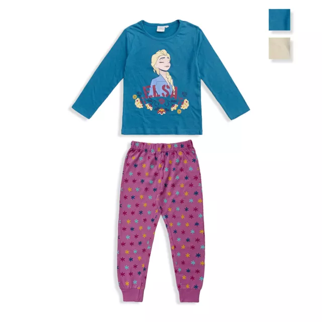 Pigiama Disney Frozen Elsa maniche lunghe bambina ufficiale in cotone 5528