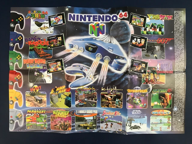 Pub Poster Dépliant Jeux Nintendo 64 Gameboy Zelda Kirby Mario Donkey Kong