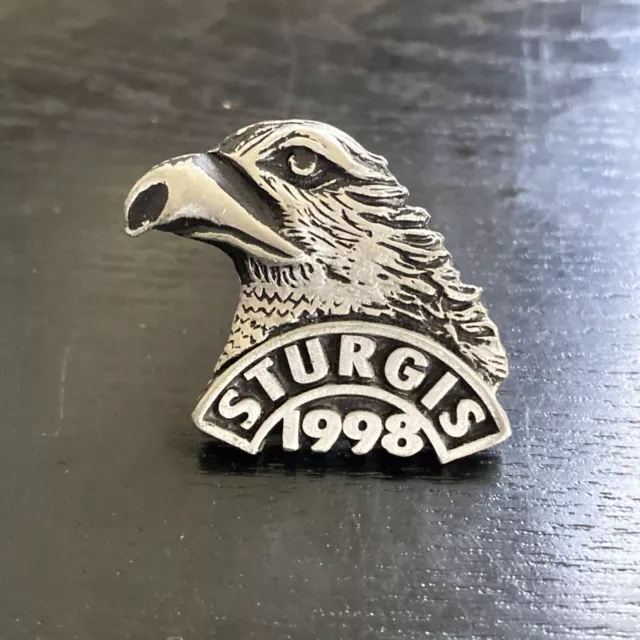 Harley Davidson Pin, Lady Hawk Handcrafted Pewter Sturgis 1998 Eagle Red Eye