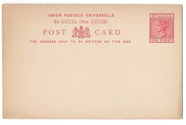St Lucia 1883 1d Postal Card H&G2 fine unused