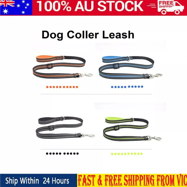 Reflective Pet Dog Pull Belt Collar Leash Walking Lead Soft Travel Nylon Rope AU