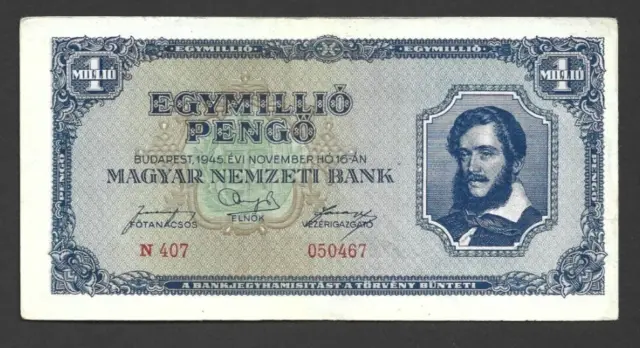 1 000 000 Pengo Very Fine Banknote From  Hungary 1945 Pick-122