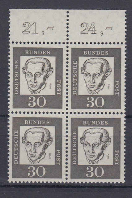 Bund 354y mit Oberrand 4er Block Bedeutende Deutsche 30 Pf postfrisch