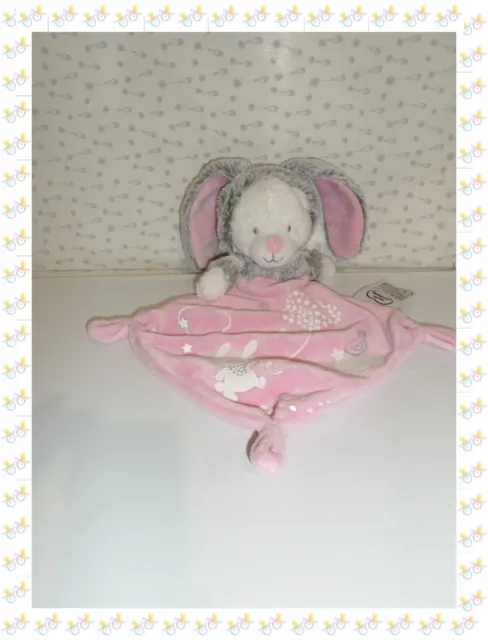 ⑱ Doudou Ours Déguisé en Lapin Gris Chiné Rose Blanc Luminescent Mots d'Enfants