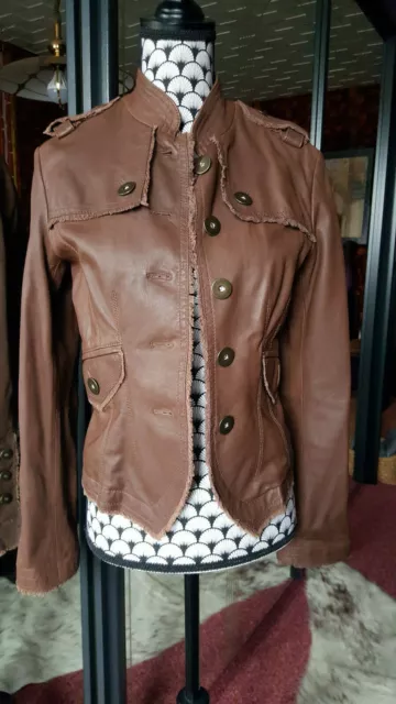 Veste en cuir véritable, MANGO, T36