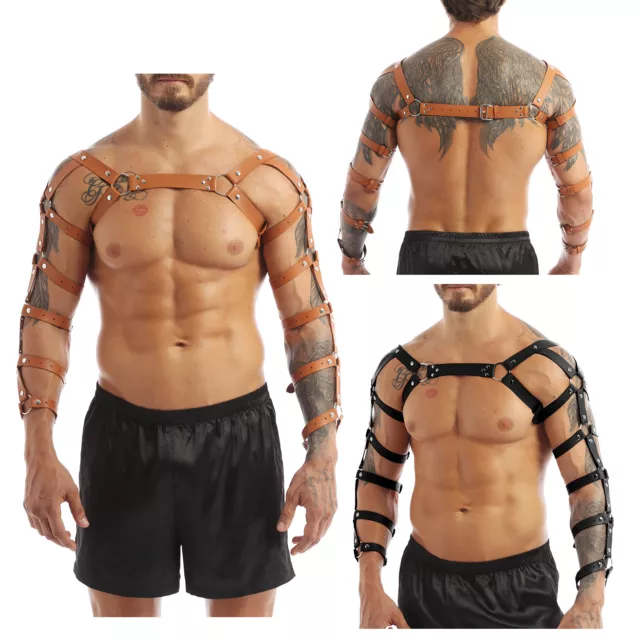 Faux Leather Adjustable Arm Caged Body Chest Muscle Harness Costume Belt_Punk