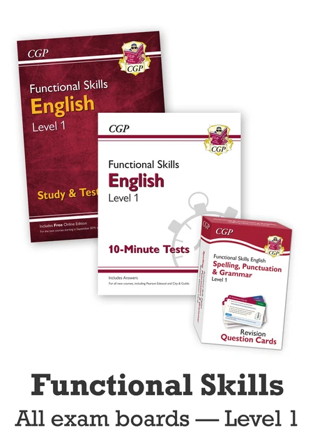 2023 FUNCTIONAL SKILLS English Level 1 Study Book, Revision Cards ...
