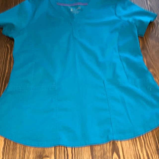 Purple Label Teal Scrub Top Size Large Women