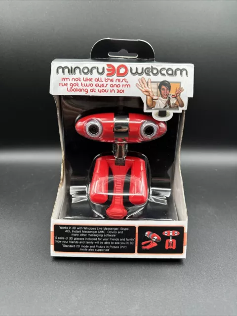 ¡Cámara web 3D MINORU Minorv 640x480 CMOS 2 lentes ¡cámaras dobles! Difícil de encontrar nuevo en caja muy buena