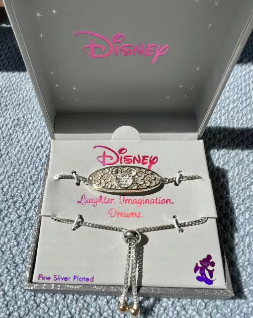 Disney Mickey Mouse Charm Bracelet Fine Silver Plated LA Rocks