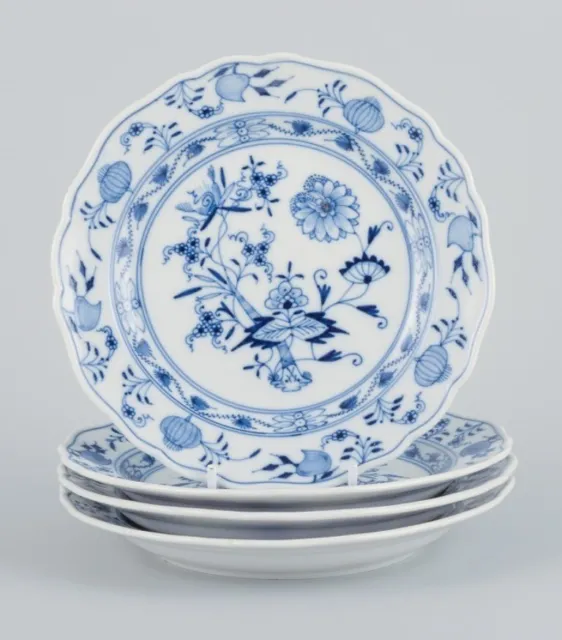 Meissen, Germany, four Blue Onion pattern plates.  Approx. 1900.
