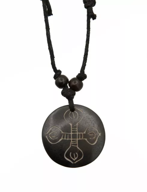 Collier pendentif double dorje Artisanat fait main ethnique Tibet  A36 2125