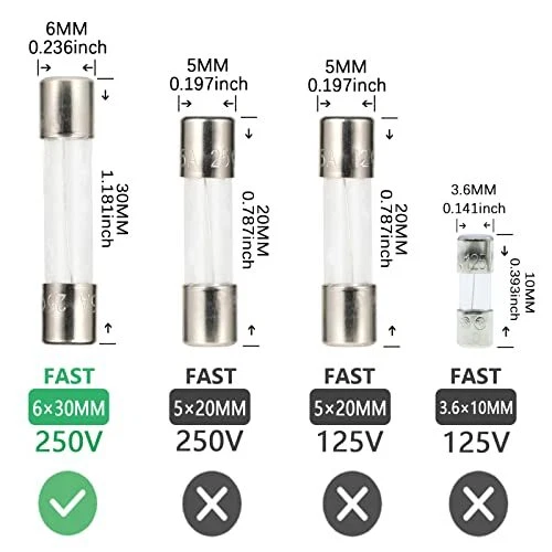 AUKENIEN 10A 250V 6x30MM Fusible Verre 10 Ampère Fusibles en Verre à Fusion R... 2
