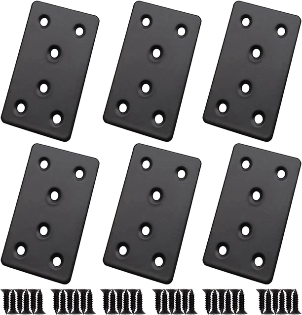 6 PCS Mending Plates 3" X 1.5" Heavy Duty Steel Bracket Flat Bracket,Metal Strai