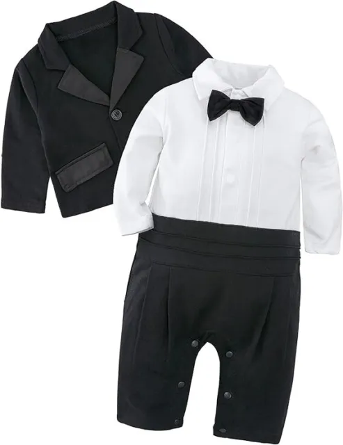 NWT A&J DESIGN Baby Boys Outfit Set, 2pcs Gentleman Romper & Vest& Bow Tie Sz 70