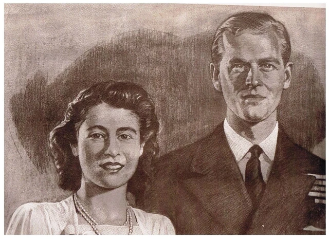 PRINCESS ELIZABETH LT Philip Mountbatten Canadian Artist Reed 1947 ...