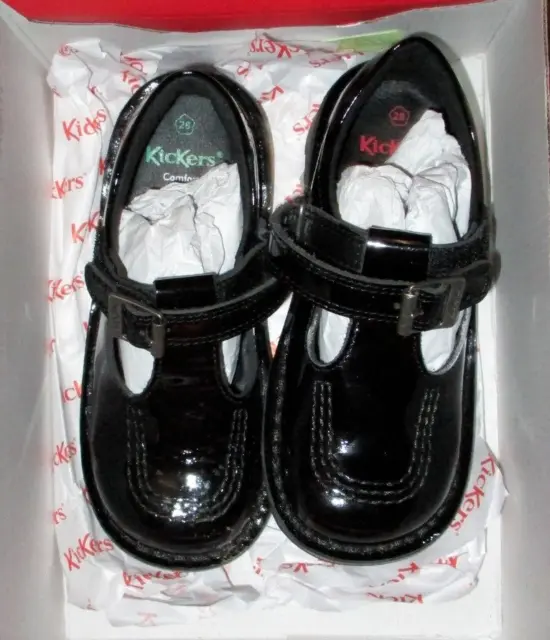 kickers girls black leather shoes size 10
