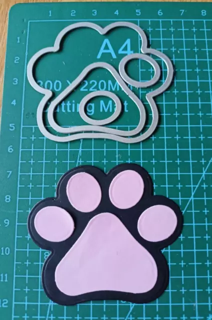 Paw print die set cat dog animal cute metal cutting dies UK seller fast post