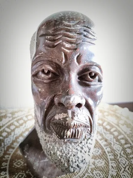 Authentic South African Hand Carved African Man Bust Stone Sculpture Statue