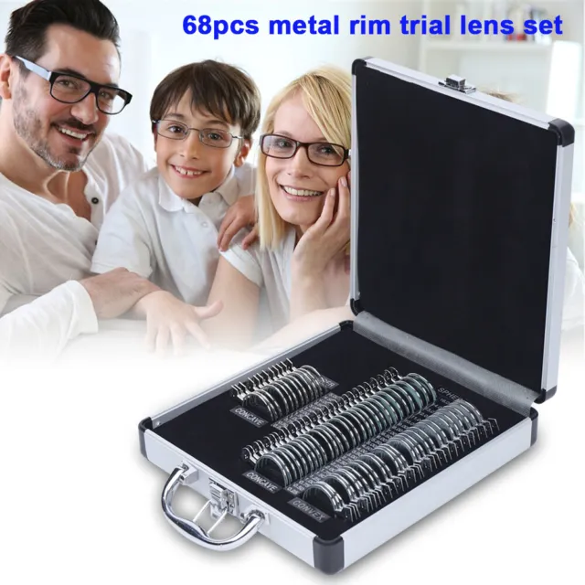 68*Optical Trial Lens Set Plastic Rim Plastic Frame Aluminum Case+Cylinder Lens