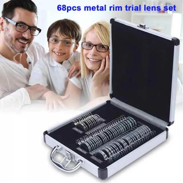 68Pcs Metal Rim Optometry Optical Lenses Case Professional Trial Frame Lens Kit 2