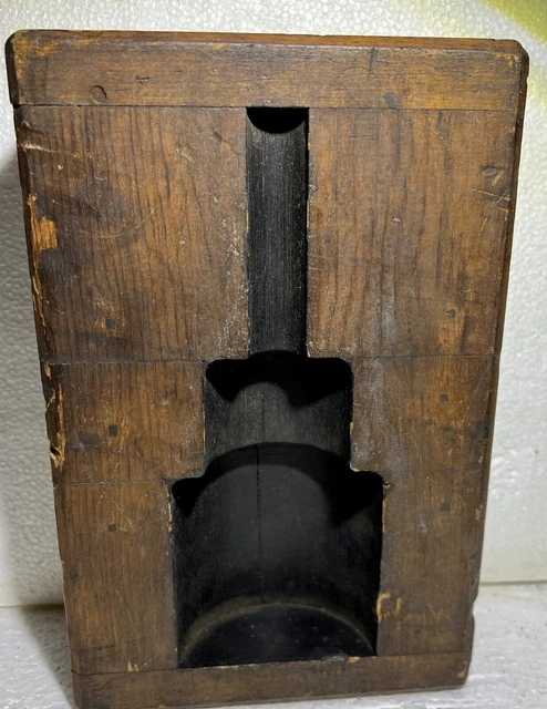 Antique Vintage Wood Mold Foundry Pattern Industrial Core Box! Piston 1946