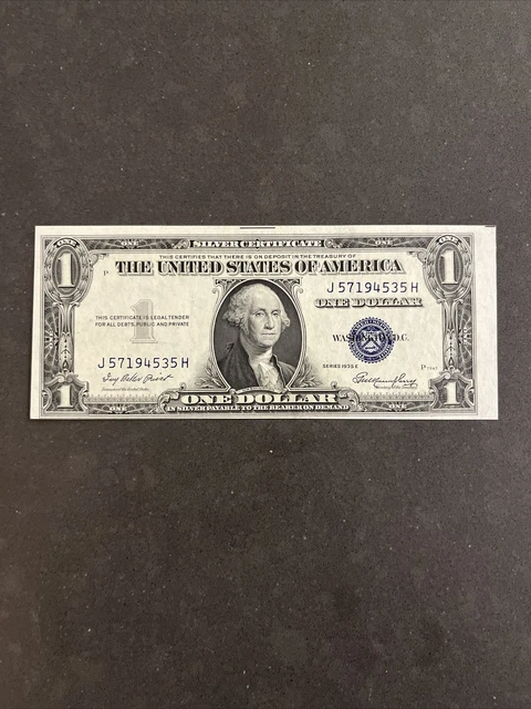 1935E $1 Silver Certificate Uncirculated Unc Fr 1614 Block Jh
