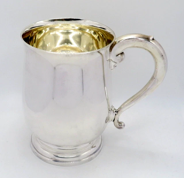 Vintage Schwer Sterlingsilber Eine Pint Krug Becher Komplett Punziert 1966