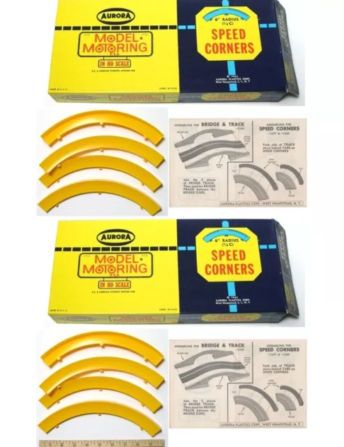 8pc Aurora Model Motoring HO Slot Car 6" Radius SPEED CORNERS Berms BOXED 1598