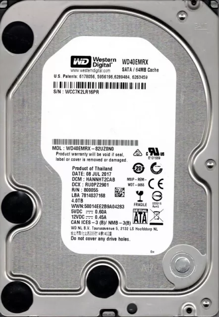 WD40NDZW-11BCSS0 USB 3.0 WX52D FEB 2023 Thailand Western Digital