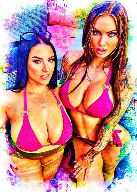 ANGELA WHITE & Viking Barbie Sexy Model Celebrity 1/10 Art ACEO Print