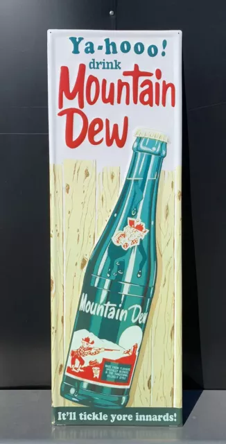 Mountain Dew Metal Sign Soda Bottle Ya-hoo Gas Oil Vintage Style Wall Decor